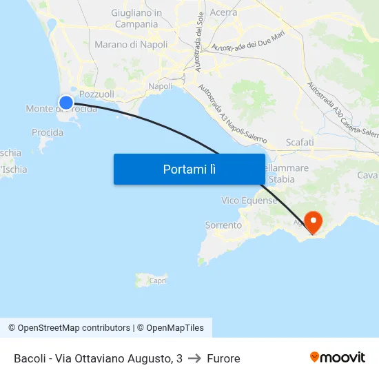 Bacoli - Via Ottaviano Augusto, 3 to Furore map
