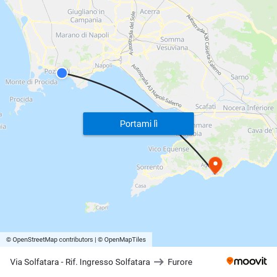 Via Solfatara - Rif. Ingresso Solfatara to Furore map