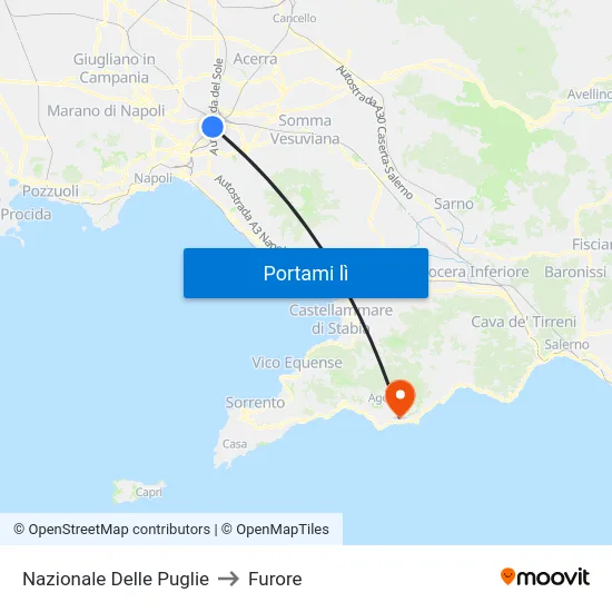 Nazionale Delle Puglie to Furore map