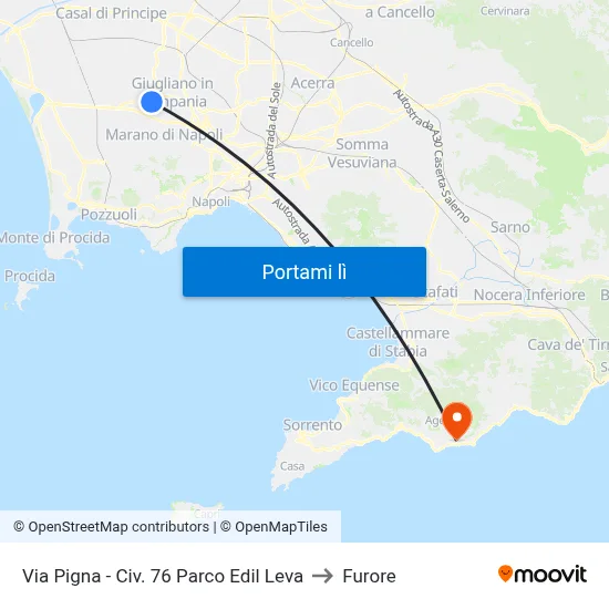 Via Pigna - Civ. 76 Parco Edil Leva to Furore map