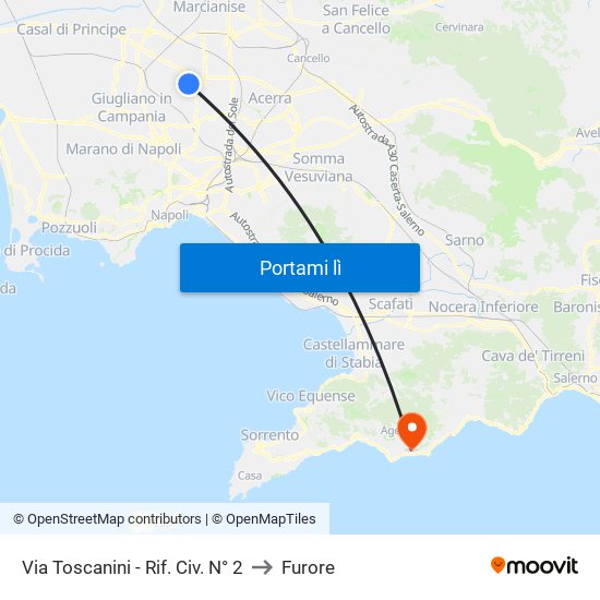 Via Toscanini - Rif. Civ. N° 2 to Furore map