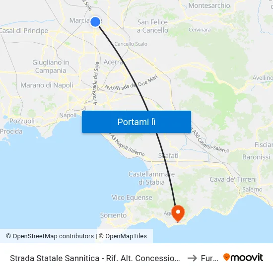 Strada Statale Sannitica - Rif. Alt. Concessionaria Mitsubisci to Furore map