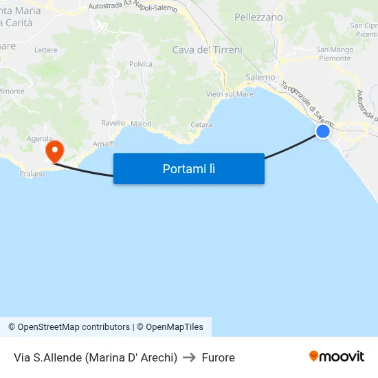 Via S.Allende (Marina D' Arechi) to Furore map