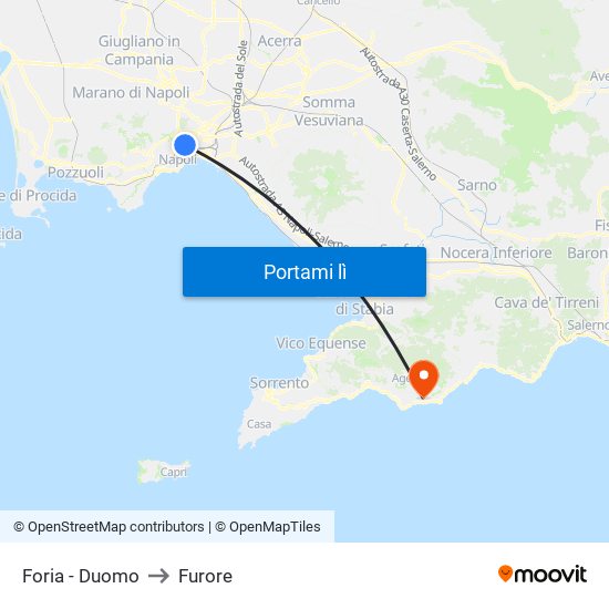 Foria - Duomo to Furore map