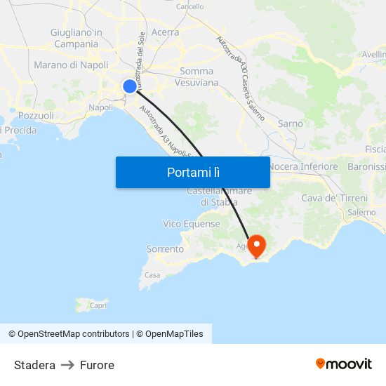 Stadera to Furore map