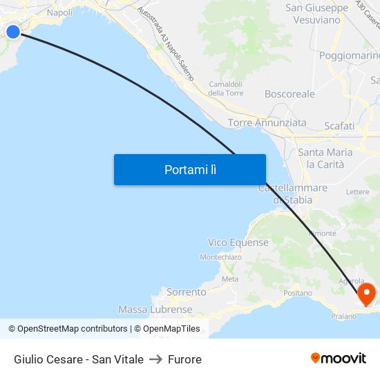 Giulio Cesare - San Vitale to Furore map