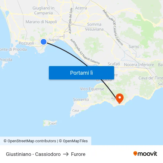 Giustiniano - Cassiodoro to Furore map