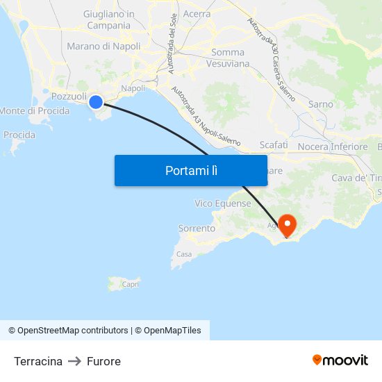 Terracina to Furore map