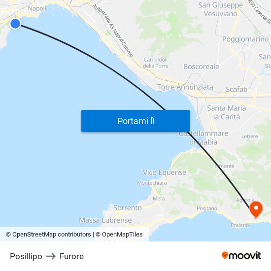 Posillipo to Furore map