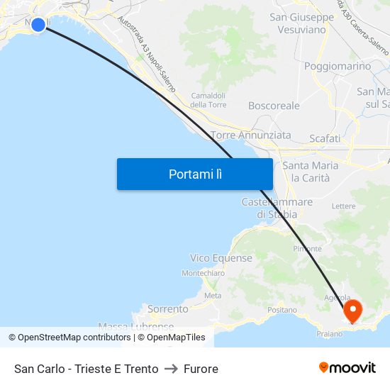 San Carlo - Trieste E Trento to Furore map