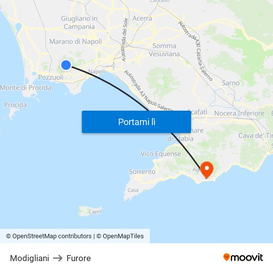 Modigliani to Furore map