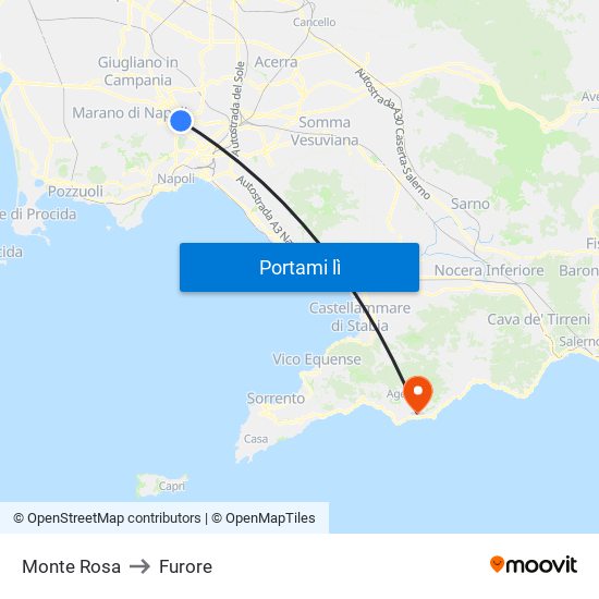 Monte Rosa to Furore map