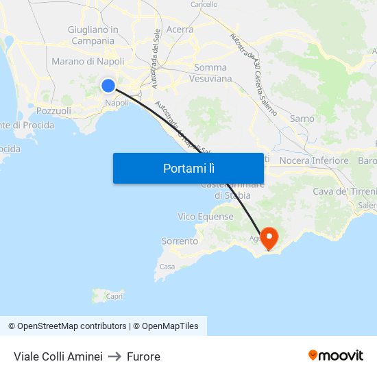Viale Colli Aminei to Furore map