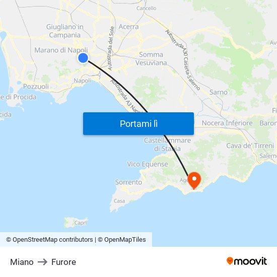 Miano to Furore map