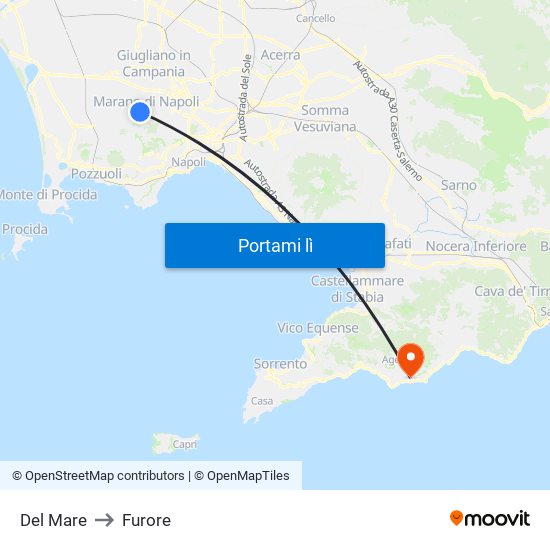 Del Mare to Furore map