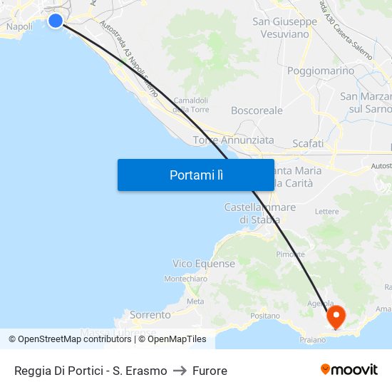 Reggia Di Portici - S. Erasmo to Furore map