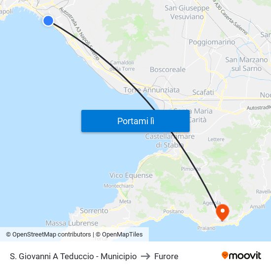 S. Giovanni A Teduccio - Municipio to Furore map