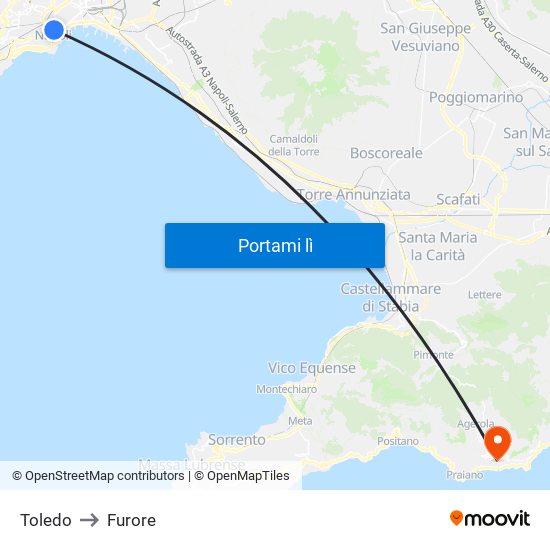Toledo to Furore map
