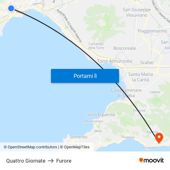 Quattro Giornate to Furore map