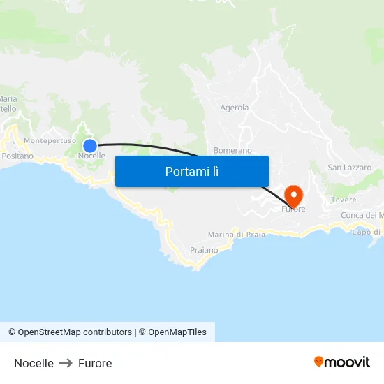 Nocelle to Furore map