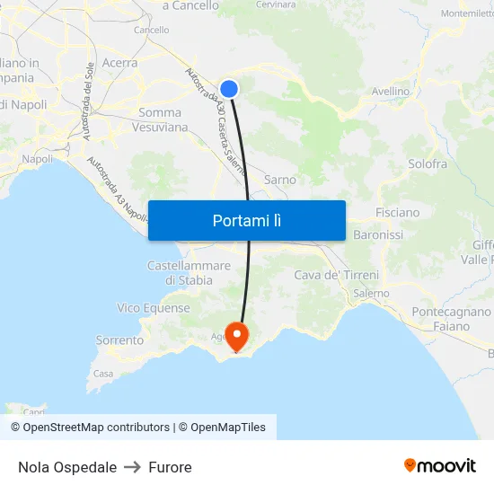Nola Ospedale to Furore map