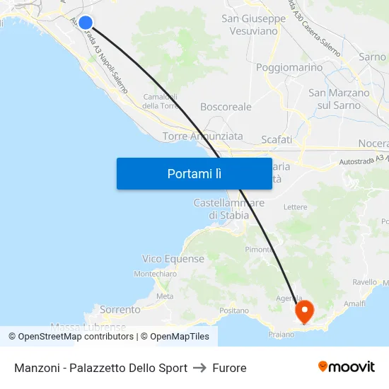 Manzoni - Palazzetto Dello Sport to Furore map