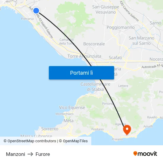 Manzoni to Furore map