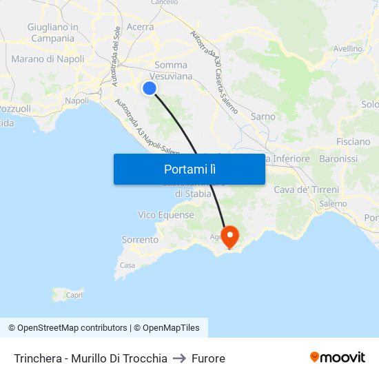 Trinchera - Murillo Di Trocchia to Furore map
