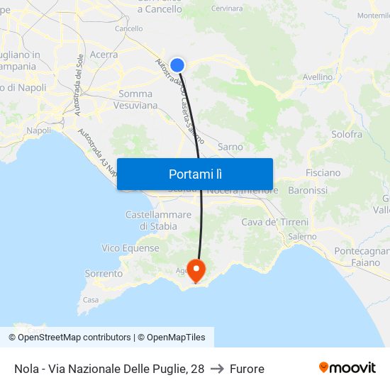 Nola - Via Nazionale Delle Puglie, 28 to Furore map