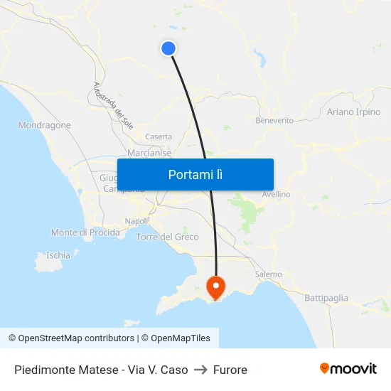 Piedimonte Matese - Via V. Caso to Furore map