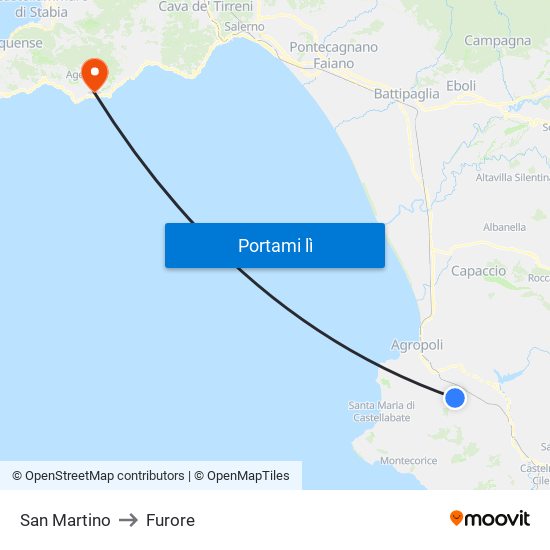 San Martino to Furore map