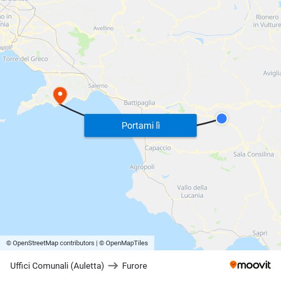 Uffici Comunali (Auletta) to Furore map