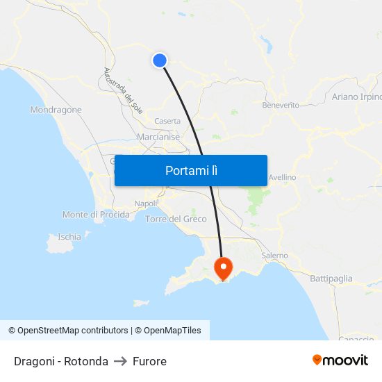 Dragoni - Rotonda to Furore map