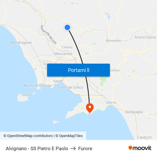 Alvignano - SS Pietro E Paolo to Furore map
