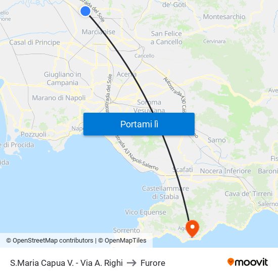 S.Maria Capua V. - Via A. Righi to Furore map