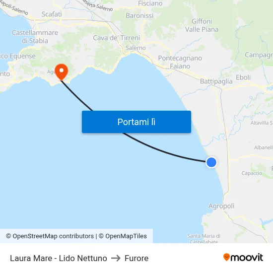 Laura Mare - Lido Nettuno to Furore map