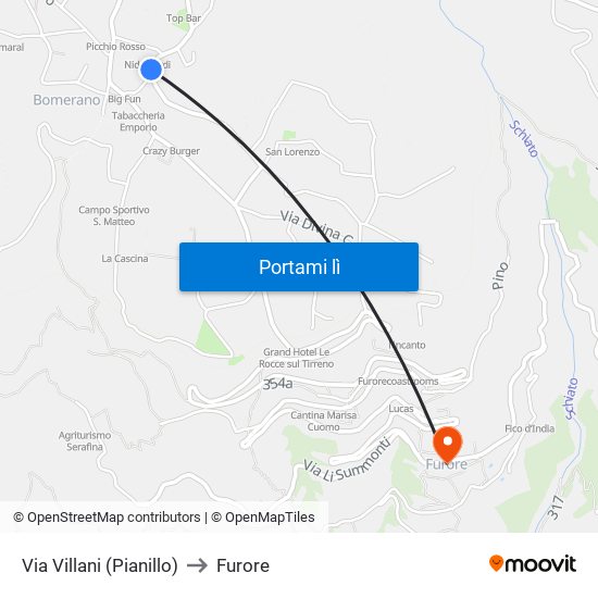 Via Villani (Pianillo) to Furore map