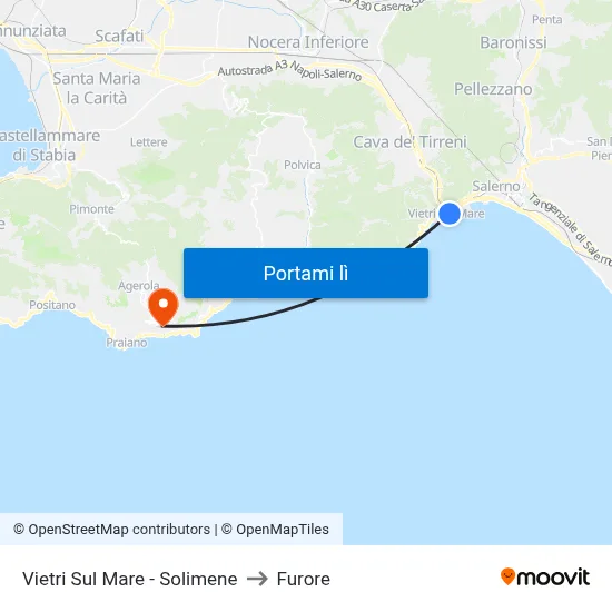 Vietri Sul Mare - Solimene to Furore map