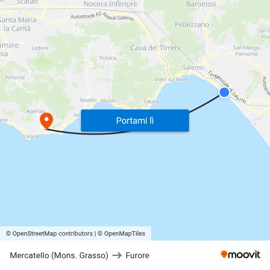 Mercatello (Mons. Grasso) to Furore map