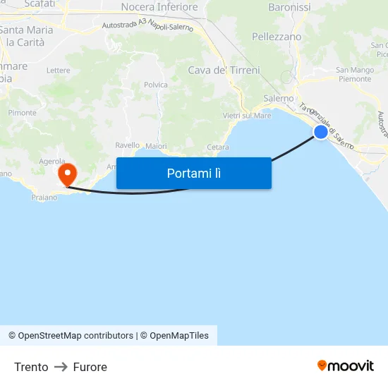 Trento to Furore map