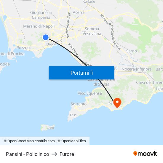 Pansini - Policlinico to Furore map