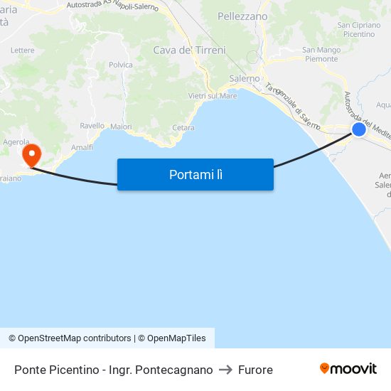 Ponte Picentino - Ingr. Pontecagnano to Furore map