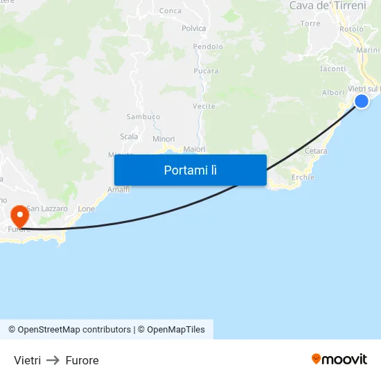 Vietri to Furore map