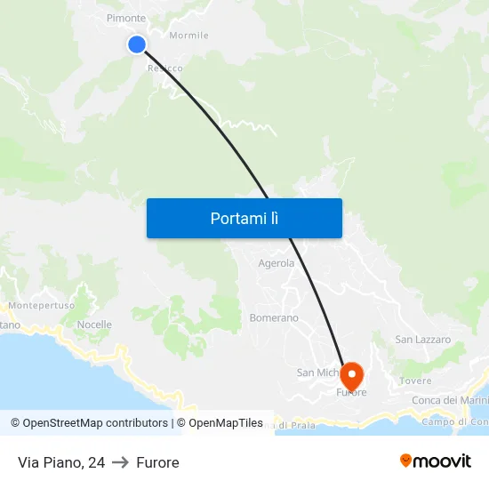 Via Piano, 24 to Furore map