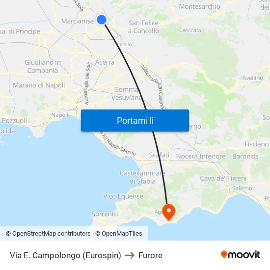 Via E. Campolongo (Eurospin) to Furore map