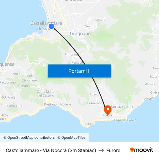 Castellammare - Via Nocera (Sm Stabiae) to Furore map