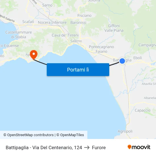 Battipaglia - Via Del Centenario, 124 to Furore map