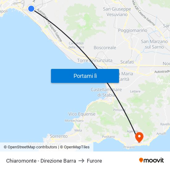 Chiaromonte - Direzione Barra to Furore map