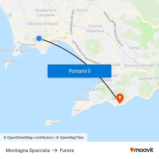 Montagna Spaccata to Furore map