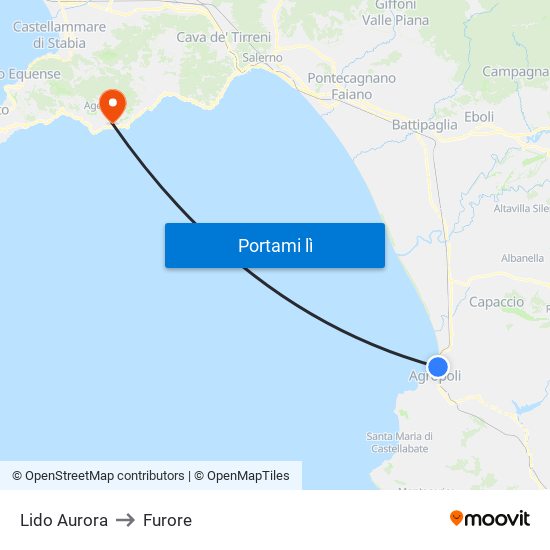 Lido Aurora to Furore map